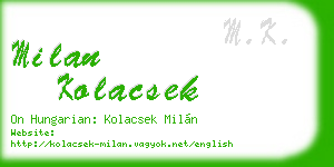 milan kolacsek business card